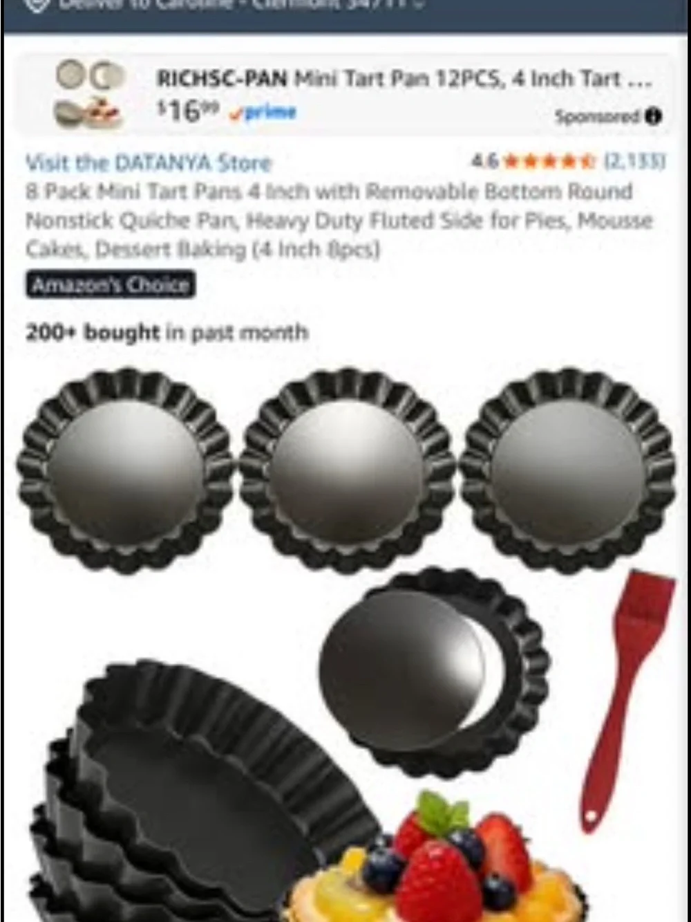 Nonstick Mini Tart Pan Set - Black (8-Pack)